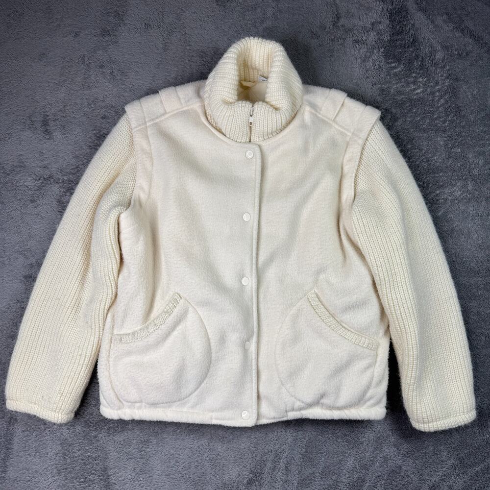 Vintage 90s Andy Johns Womens Knit Jacket M Insulated Zip Snap Fleece Puffer